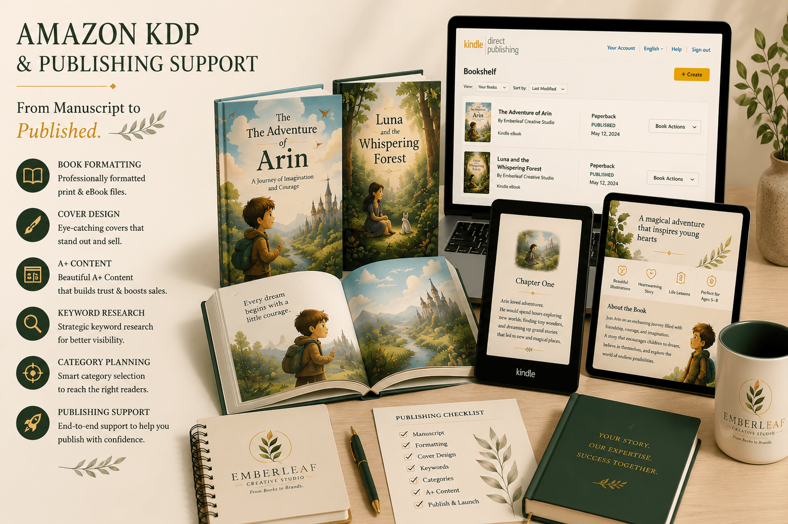 Amazon KDP publishing presentation by Emberleaf Creative Studio