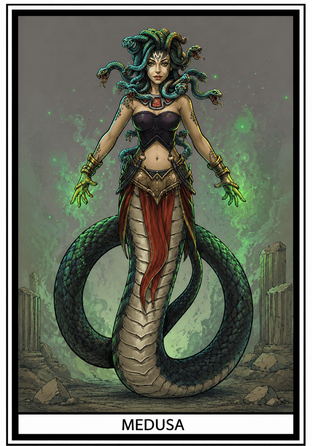 Medusa fantasy tarot and oracle card illustration